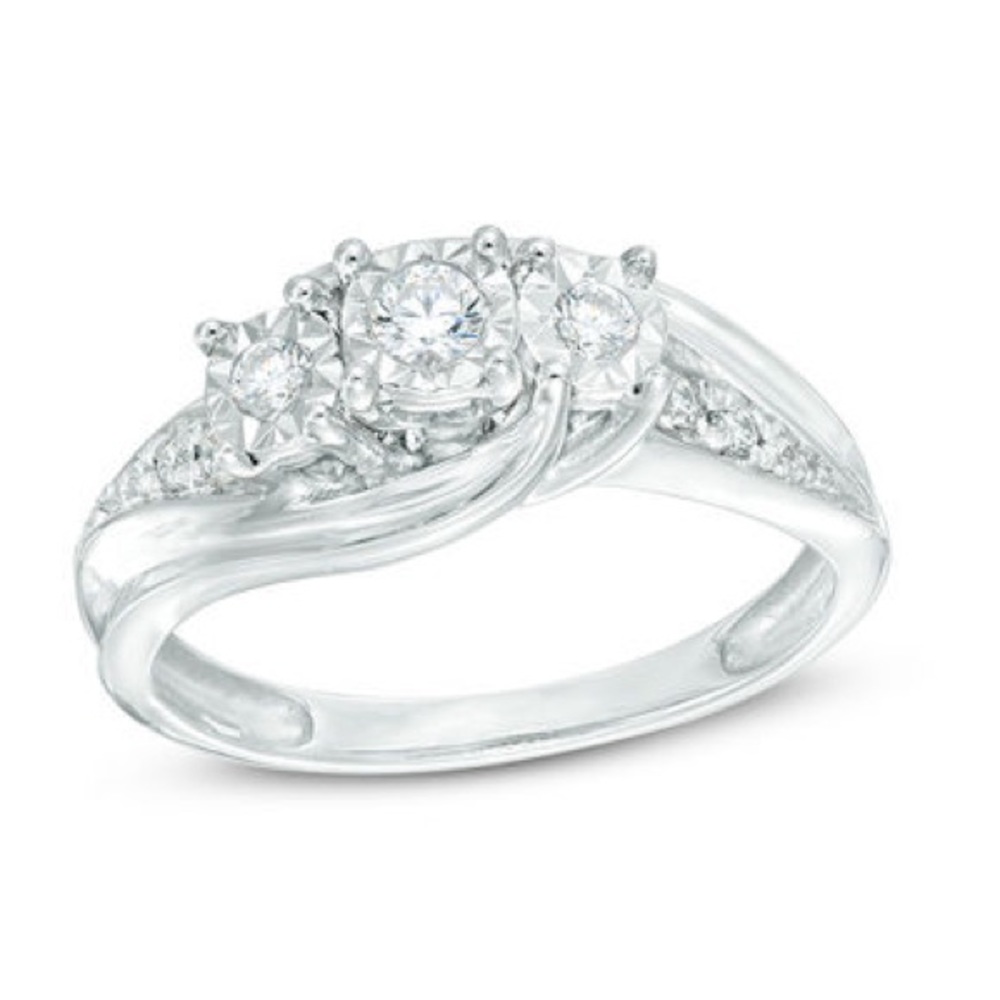 ZALES Diamond Ring in 10K White Gold NEW
